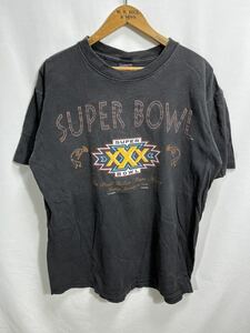 ■ 90s 90年代 ビンテージ USA製 SOFFE'S NFL SUPER BOWL XXX ロゴイラスト 半袖 Tシャツ サイズL ブラック アメカジ アメフト スポーツ ■