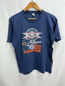 ■ 80s 80年代 ビンテージ USA製 NFL クリーブランド ベアーズ SUPER BOWL XX 1985 CHAMPIONS イラスト Tシャツ LARGE アメフト Bears ■