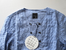 美品 naruse / ナルセ jacket blouse F BLUE * ジャケット ブラウス シャツ ストライプ_画像5