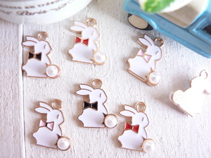  charm rabbit 6 piece insertion ...3 color × each 2 piece insertion handicrafts parts hand made #922