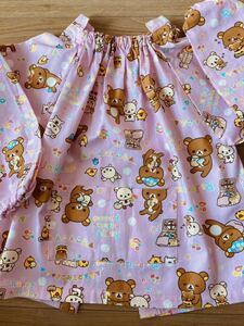  unused new goods smock apron kindergarten child care . cotton playing put on long sleeve Rilakkuma character go in . pocket super-discount child child ... pink 