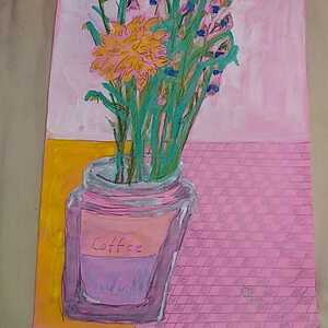 Art hand Auction Акварельная ваза и цветы 2, Рисование, акварель, Природа, Пейзаж
