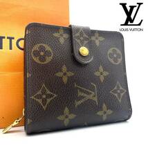 ★極美品★ ルイヴィトン Louis Vuitton モノグラム コンパクトジップ 財布 本物 美品 1円 M61667 定価約6万 折りたたみ財布_画像1