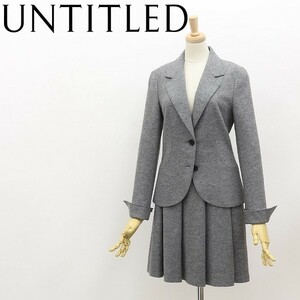 ◆UNTITLED アンタイトル アンゴラ混 2釦 ジャケット＆プリーツ スカート スーツ セットアップ 2/0