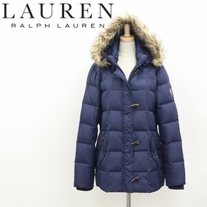 国内正規品◆LAUREN RALPH LAUREN ラルフローレン フェイクファー フード付 ダウン コート 紺 ネイビー Ｍ