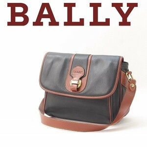 ヴィンテージ●BALLY バリー オールレザー ショルダー バッグ 黒 ブラック / 茶 ブラウン