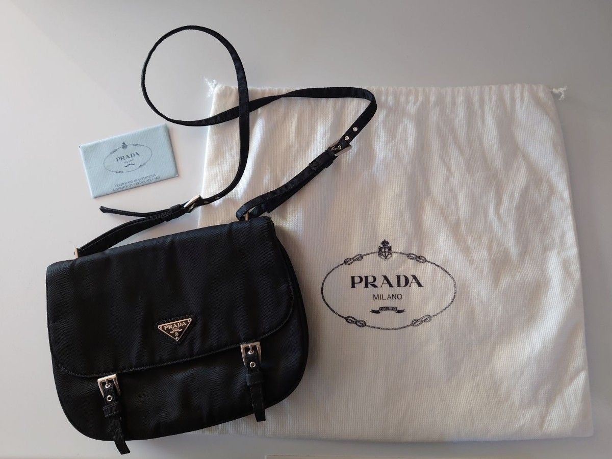 美品】PRADA プラダ ショルダー バッグ フラップ式 ベルトタイプ
