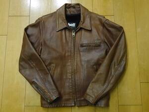 Schott ショット 襟付きシングルライダースジャケット ライナー付 36 ブラウン USED MADE IN USA