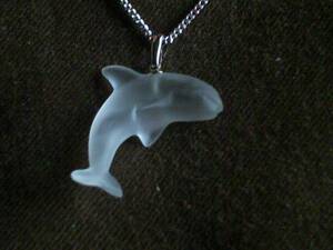 * Vintage crystal glass smoked white dolphin. pendant new goods **