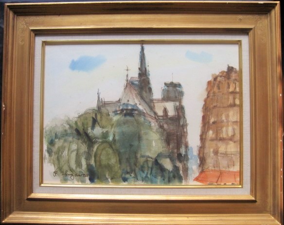 Iglesia de Akira Ikuzawa en París No. 10 Pintura de acuarela en colores pastel dibujada a mano, obra de arte, cuadro, pintura al pastel, dibujo con crayón