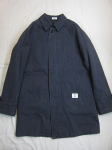 BEDWIN herringbone turn-down collar coat navy blue 2
