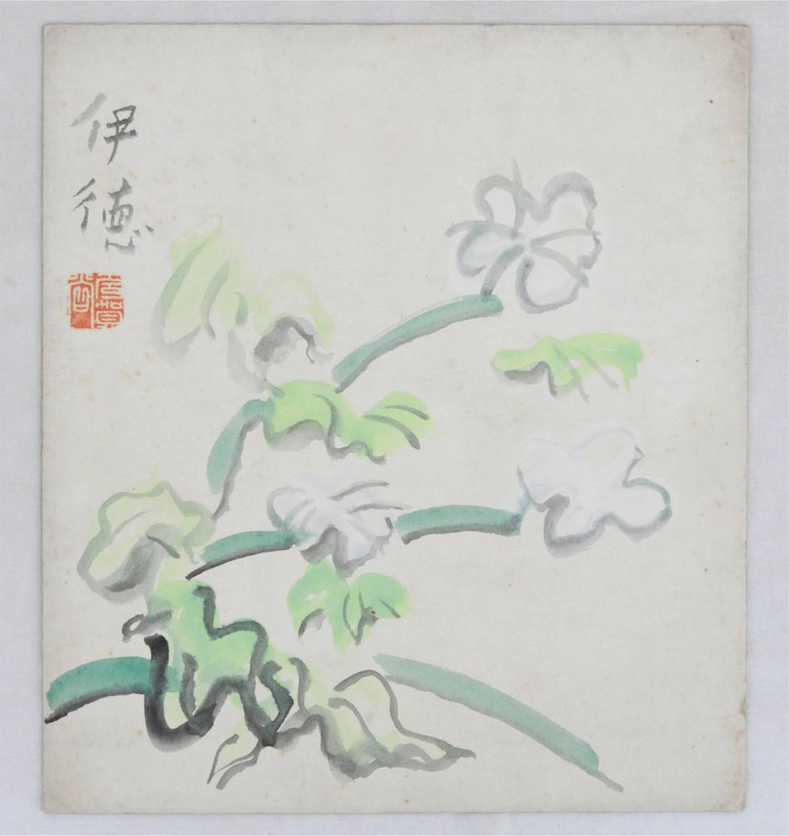 [Authentic] Shikishi by Itoku Tagaya, Flowers, Abstract Painting, Western Painter, Fukuoka, Painting, Japanese painting, Flowers and Birds, Wildlife