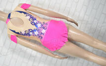 SASAKI ササキスポーツ 女子体操競技 新体操 エアロビクス スカート一体型レオタード ベージュ ピンク サイズS_画像2
