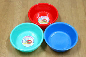 洗い桶　直径33㎝×高さ12㎝　計3個（赤・緑・青）　アライオケ　キッチンペールシリーズ日本製　キッチン　未使用長期保管品
