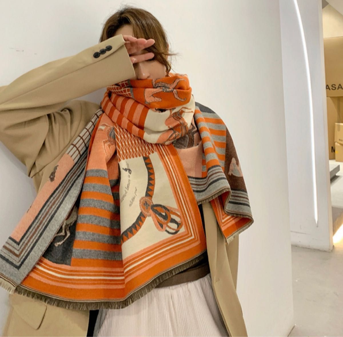 大判スカーフ。ストール-connectedremag.com