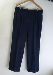 ◆バーバリー 1プリーツ ストレッチ スラックス パンツ サイズW88 NAVY 美