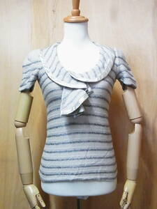  beautiful regular goods Italy made EMPORIO ARMANI Emporio Armani silver trim short sleeves knitted sweater size 38