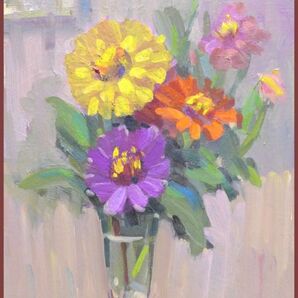 ☆☆☆油彩画 昭和の優しい息吹 「ダリアII」