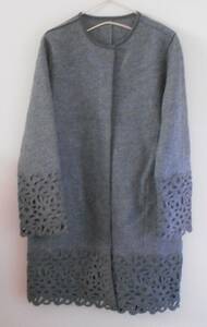 [ new goods ]80% off Leilian lady's no color coat 9 number gray Leilian wool 100% * paper tag less regular price 270000 jpy 