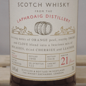 ラフロイグ 1998 21年 (TWE)／Laphroaig 1998 21yo (The Whisky Exchange 20周年記念限定ボトリング）700mlの画像3