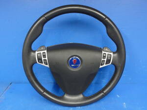 * rare!! Heisei era 19 year car ABA-EB235 Saab steering gear steering wheel horn pad leather original mileage 86932km*F24776