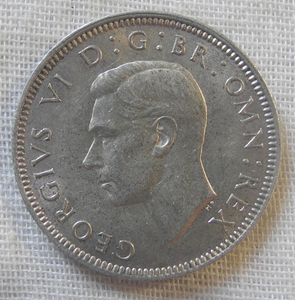 イギリス 1シリング銀貨 ジョージ6世 1942年 超美品 スコットランド アンティーク