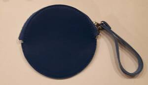  original leather circle change purse . blue 