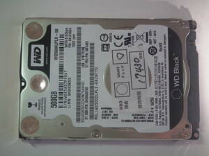 中古動作品・2.5インチHDD WD 黒ラベル WD5000LPLX 500GB　SATA ３