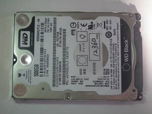 中古動作品・2.5インチHDD WD 黒ラベル WD5000LPLX 500GB　SATA ４