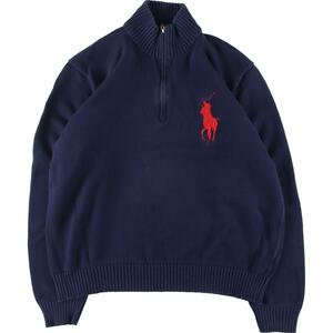 古着 ラルフローレン Ralph Lauren POLO by Ralph Lauren コットンニットハーフジップセーター メンズXL /eaa303618