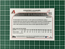 ★TOPPS MLB 2022 UPDATE #US314 COOPER HUMMEL［ARIZONA DIAMONDBACKS］ベースカード「BASE」ルーキー「RC」★_画像2