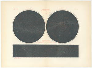 ☆アンティーク天文図版 天体観測 宇宙 星座図 天文古書「 Le Ciel 」（フランス1877年）☆