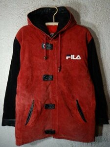 to5673　レア　FILA　フィラ　vintage　ビンテージ　中綿　スウェード　コーデュロイ　切り替え　デザイン　パーカー　ジャケット　コート