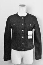 W*未使用品！ギャップ GAP 1969　ノーカラー　カラーデニムジャケット　ストレッチ XXS ブラック ok4424199286_画像1