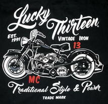 ★ラッキー13 Tシャツ LUCKY13 Vintage Iron 黒L biker chopper_画像1