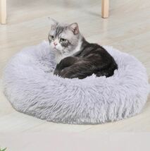 ペットベッド ペットマット ペット用品 犬猫兼用 ベッド ふわふわ かわいい 洗える ふかふか 円形 [M ライトグレー]_画像1