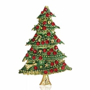 新品★クリスマス　クリスマスツリー　ブローチ　アンティークカラー
