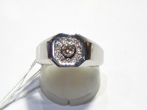 * снижение цены товары по специальной цене # кольцо # diamond 0.15ct/0.16ct# платина Pt900#13g#17.5 номер # б/у товар *