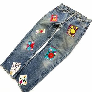 90s ☆ リーバイス ☆ LEVIS 501 唯一無二の圧巻リメイク♪ デニムパンツ ジーンズ ジーパン 29 アメカジ ストリート 古着MIX USA製■JS216