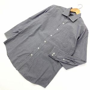 良品 ☆ ノーティカ ☆ NAUTICA 長袖 ストライプ シャツ グレー ホワイト 16 1/2 32/33 ビジネス ジャケットスタイル 綺麗な清潔感♪■S950