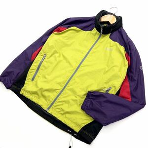  Aigle * AIGLE protection against cold lining Wind breaker nylon jacket k Lazy pattern yellow purple black M outdoor #CA175