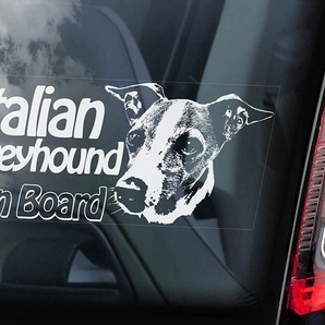 ◆送無◆イタリアン グレイハウンド ① 外張り カーステッカー 220×100mm*外貼り カー ステッカー ウインドウ シール グレーハウンド D1