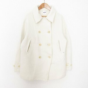 美品 19AW 45R フォーティファイブアール フロート縮絨のPコート オーバーサイズ 0 白 ホワイト