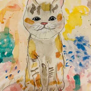猫イラスト水彩A4可愛い