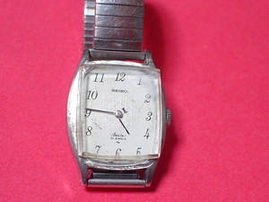 珍品　アンティーク　手巻き式　２１石　SEIKO社　SOCIE　女性用腕時計　角型　シルバー　