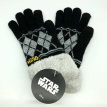 ◆販売終了品◆スターウォーズ【STAR WARS ロゴ 刺繍スマホ対応手袋】裏ボア暖か2重グローブ◆黒_画像1