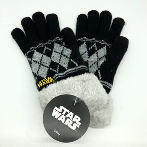 ◆販売終了品◆スターウォーズ【STAR WARS ロゴ 刺繍スマホ対応手袋】裏ボア暖か2重グローブ◆黒