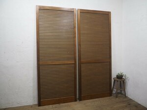 taH0476*(1)[H199cm×W81cm]×2 sheets * Vintage * louver design. large wooden fittings * wooden door armour door sash interior . material retro M pine 