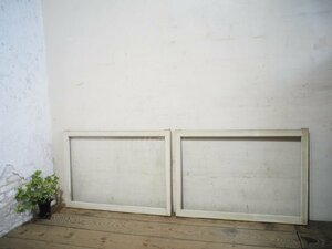 taH0600*[H61,5cm×W86,5cm]×2 sheets * pretty white paint. old tree frame glass door * fittings sliding door sash window glass . material Cafe retro Vintage K under 