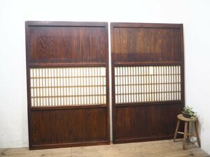 taH0770*(2)[H177cm×W113cm]×2 sheets * antique * width. exist large wooden sliding door * fittings wooden door shoji door obi door old Japanese-style house interior peace . retro N pine 